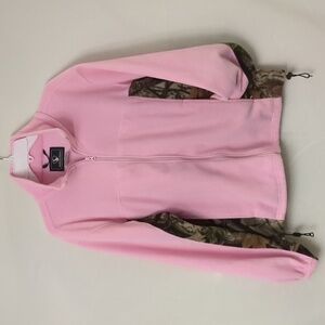 Wood 'N Trails Pink and Camouflage Zippered Fleece Jacket Size S